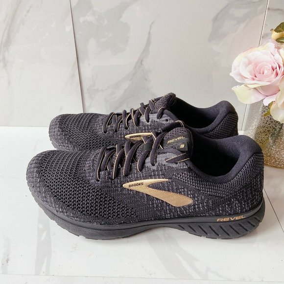 brooks revel 3 black and gold
